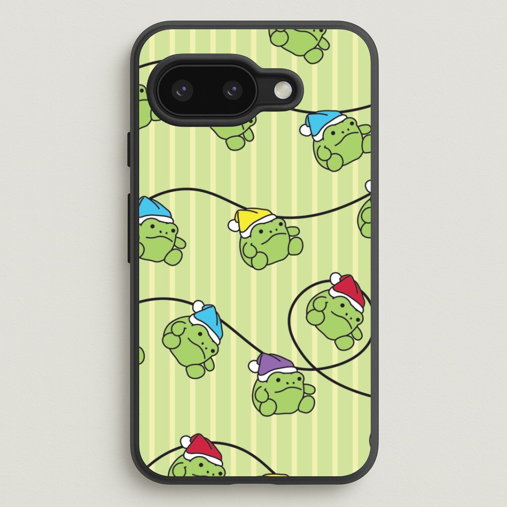 Christmas Frog Plush Fairylights Pattern Google Pixel 9a Case
