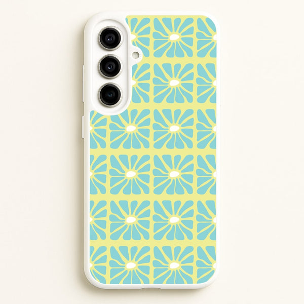 Square Abstract Flowers Blue Galaxy A56 Case