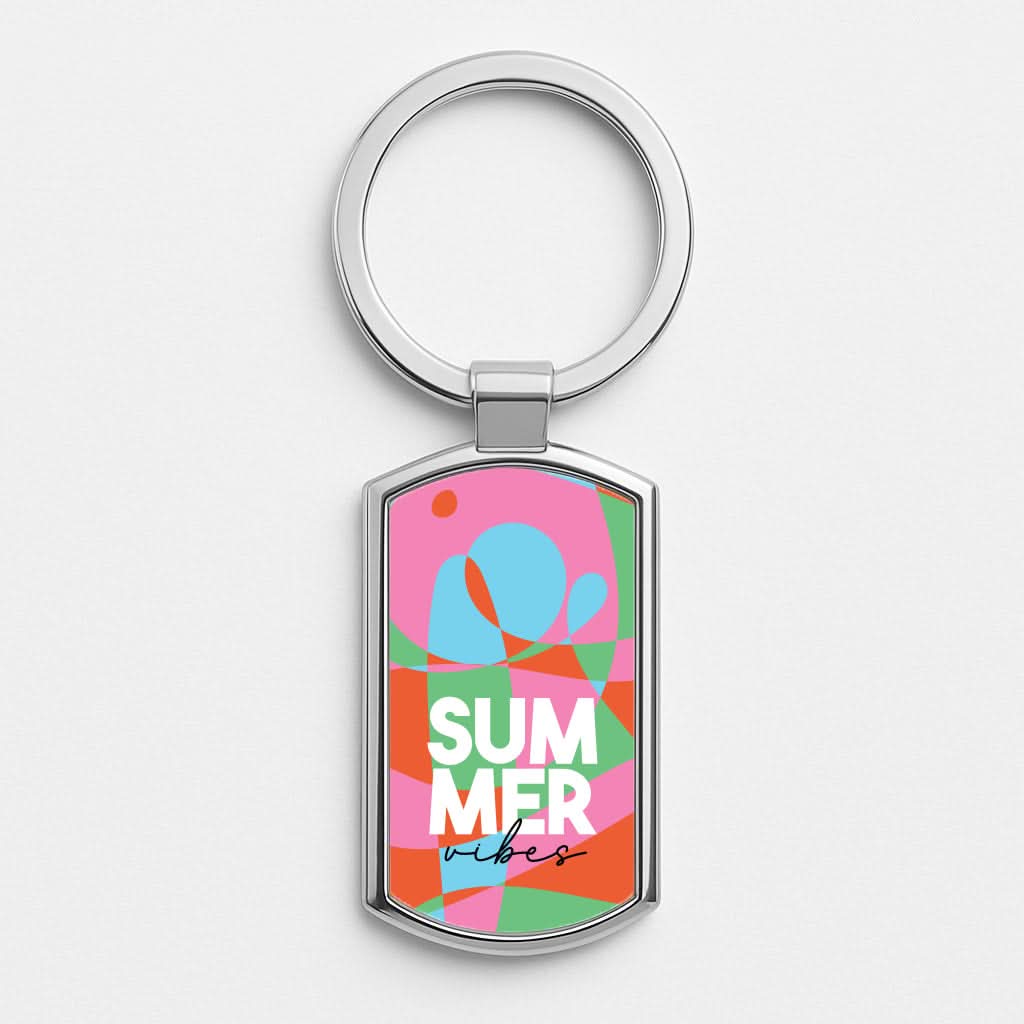 Summer Vibes Silver Metal Keyring