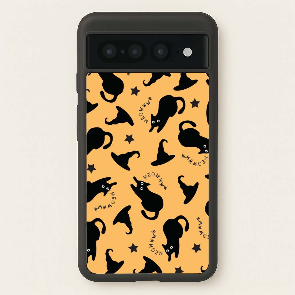 Black Cat And Hats Pattern Google Pixel 7 Pro Case