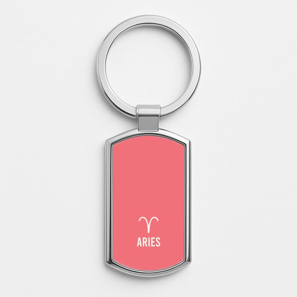Aries Pastel Zodiac Silver Metal Keyring