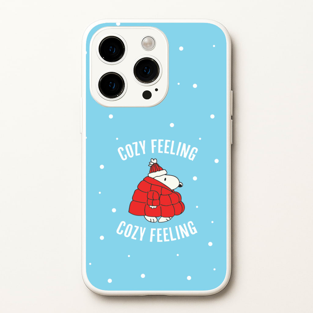 Cozy Feeling Cartoon Beagle Puffer Jacket iPhone 14 Pro Case