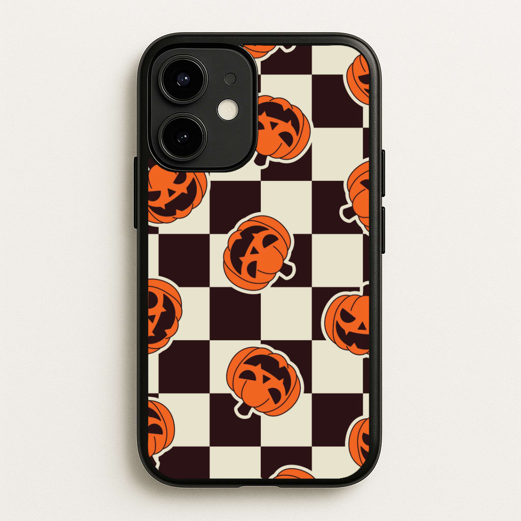Pumpkin Stickers Checkered Pattern iPhone 12 / 12 Pro Case