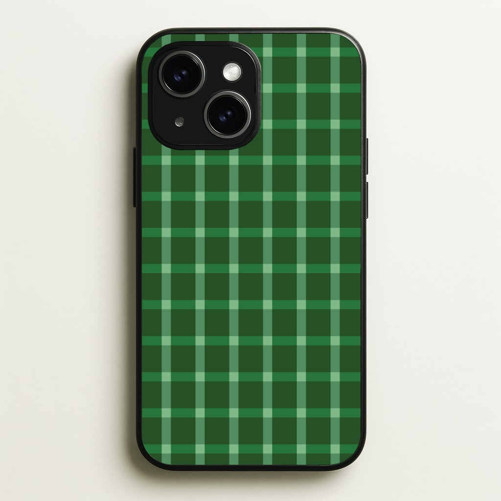 Dark Green Tartan Christmas Pattern iPhone 15 Case