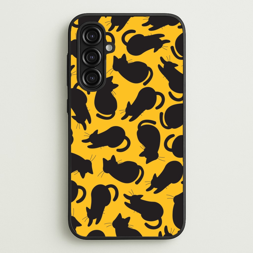 Black Cat Silhouettes Pattern Galaxy A16 Case