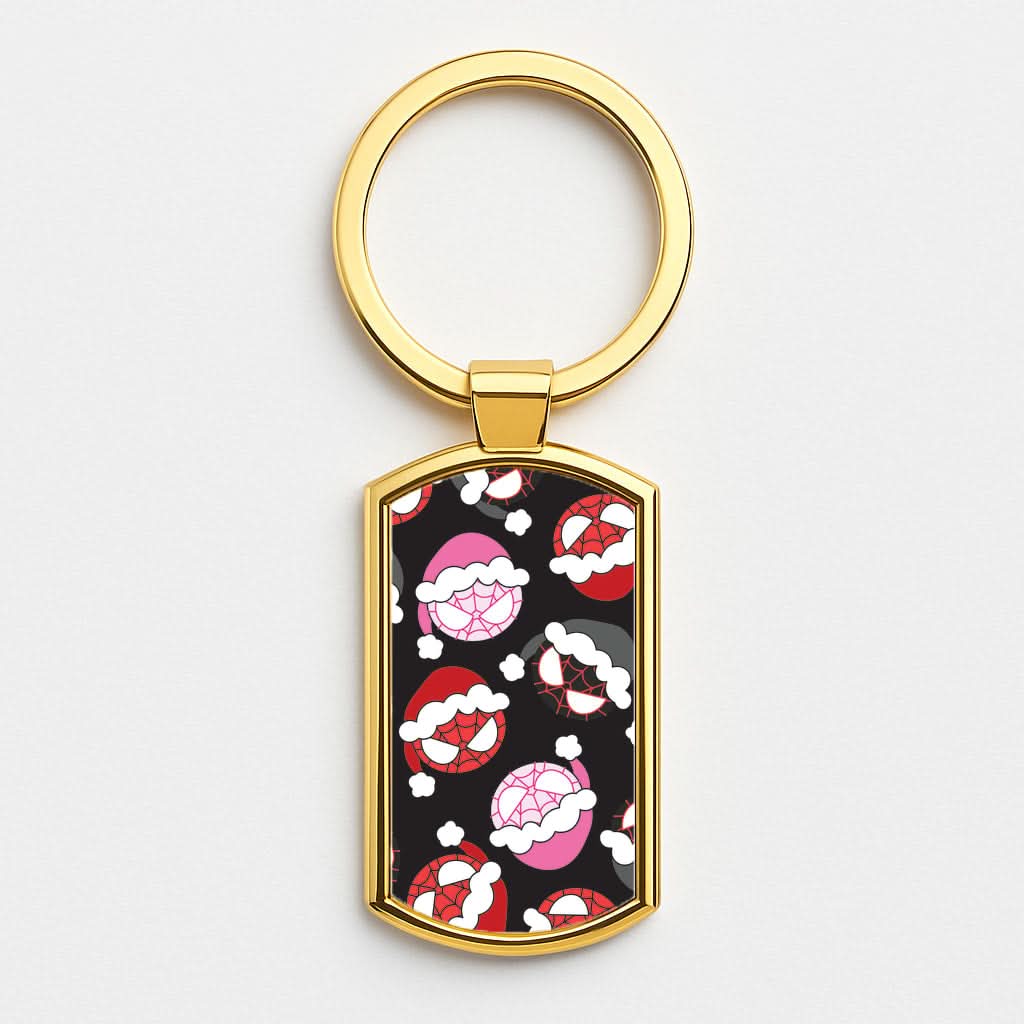Spider Heroes Christmas Pattern Gold Keyring