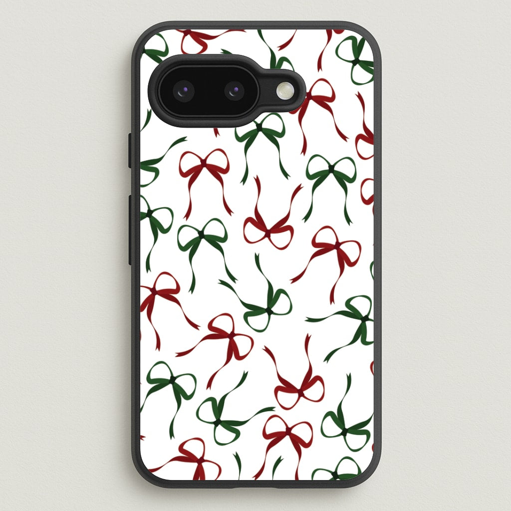 Red And Green Coquette Christmas Bows Pattern Google Pixel 9a Case