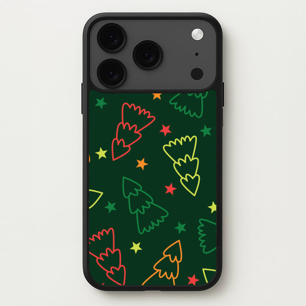 Colourful Christmas Tree Outlines Pattern iPhone 17 Pro Max Case