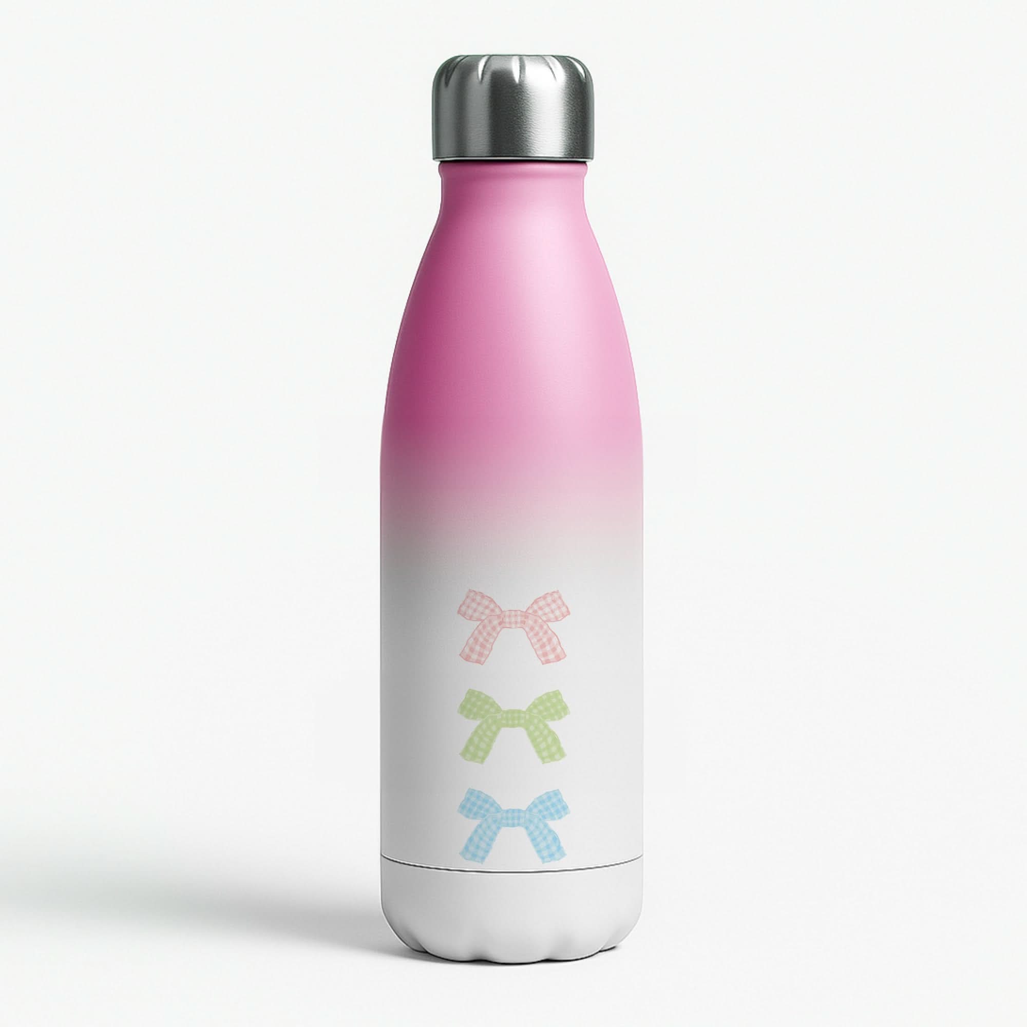 Gingham Ties Tier Pink Water Bottle