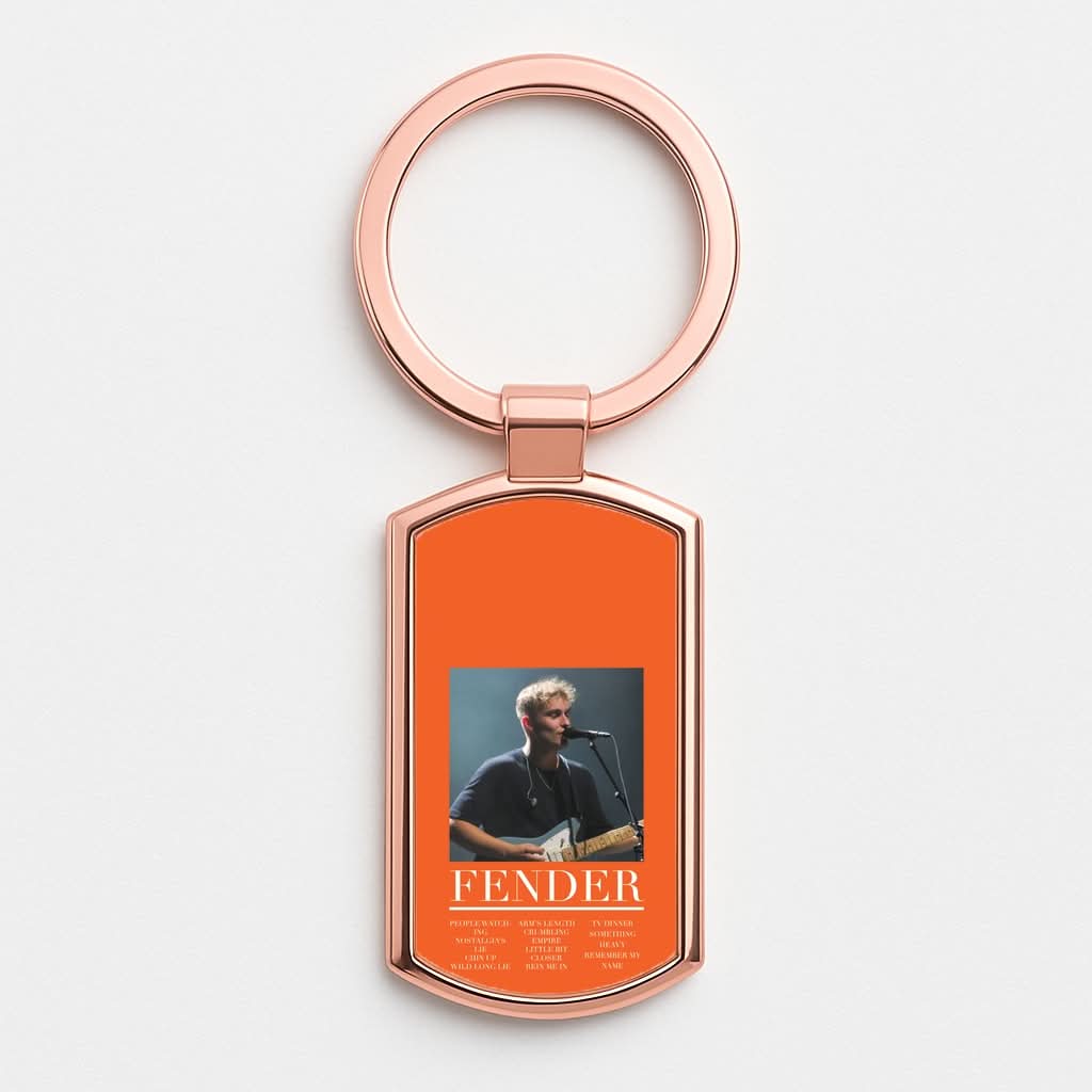 Fender Orange Song List Rose Gold Keyring