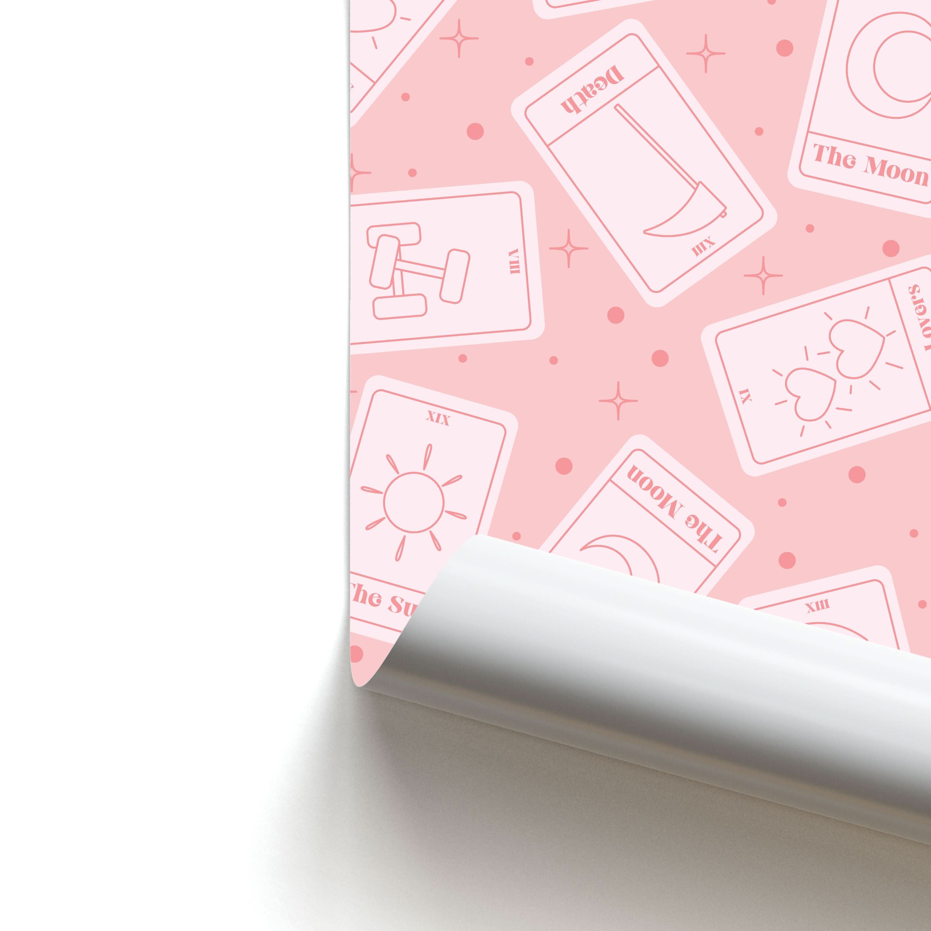Pastel Pink Tarot Cards Pattern Poster