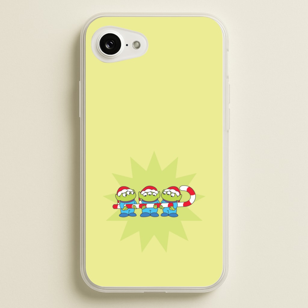 Cute Green Aliens Candycane iPhone 16e Case