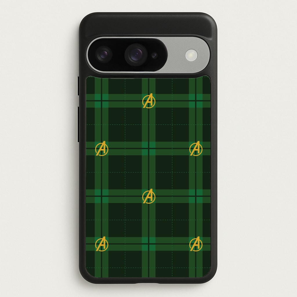 Superhero Team Green Tartan Pattern Google Pixel 10 / 10 Pro Case
