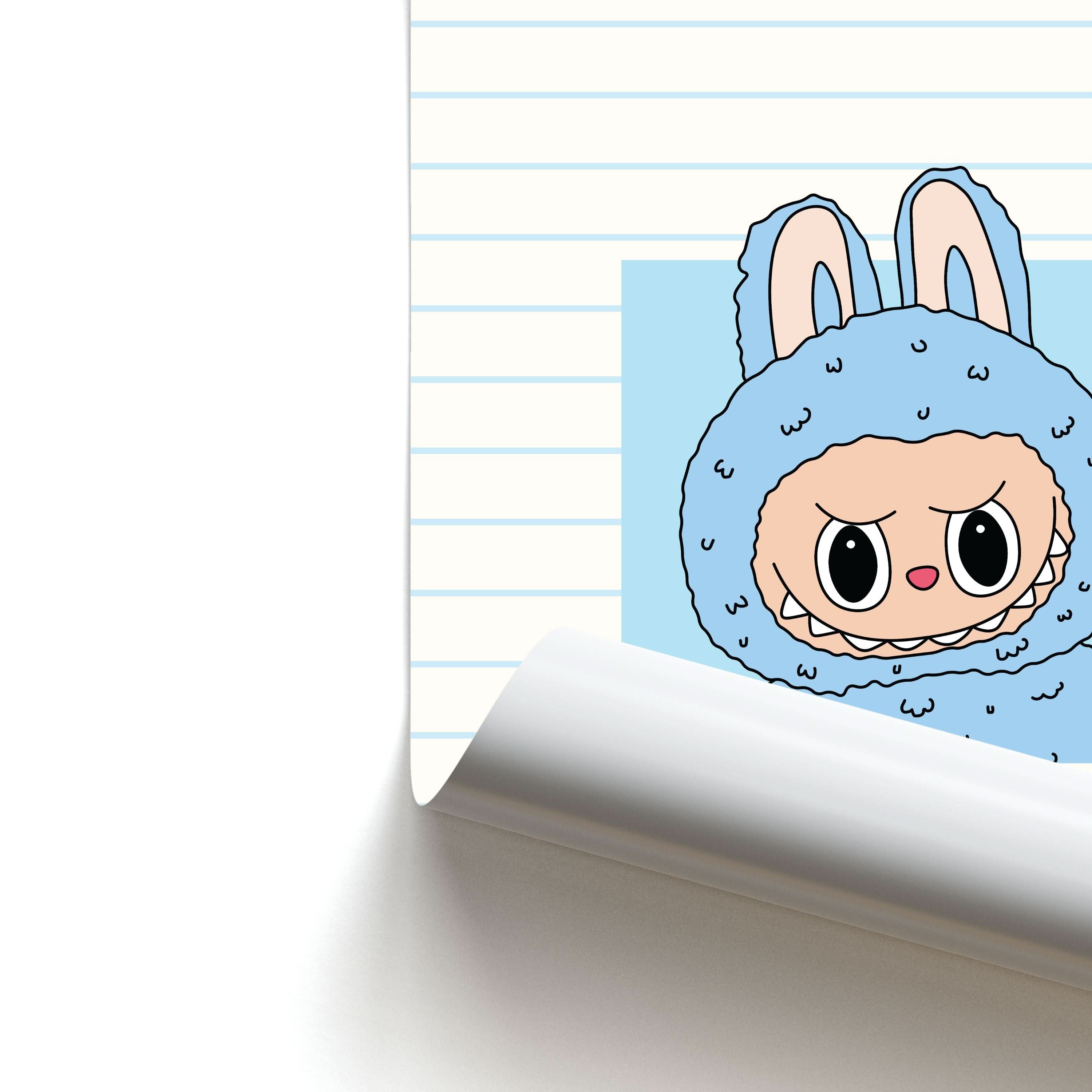 Cute Blue Notebook Monster Poster