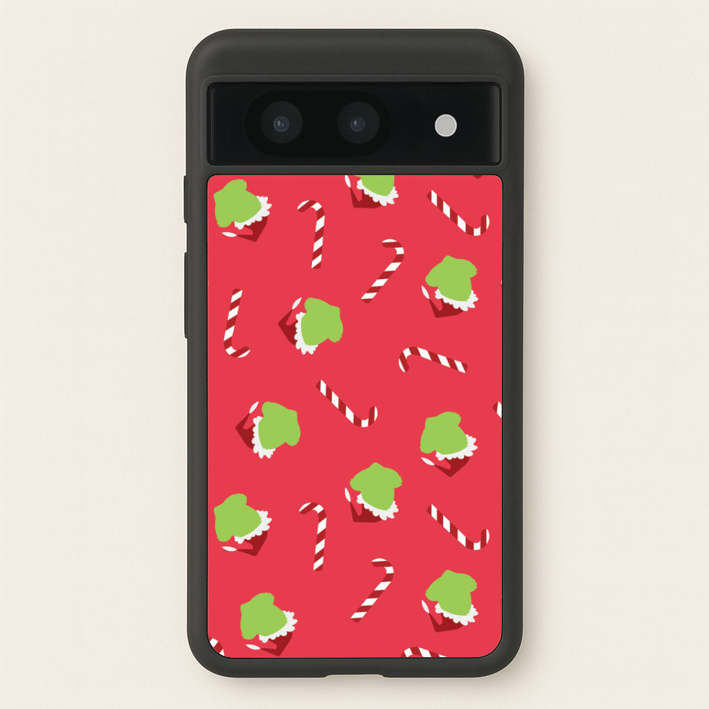Green Creature And Candy Canes Pattern Google Pixel 8a Case
