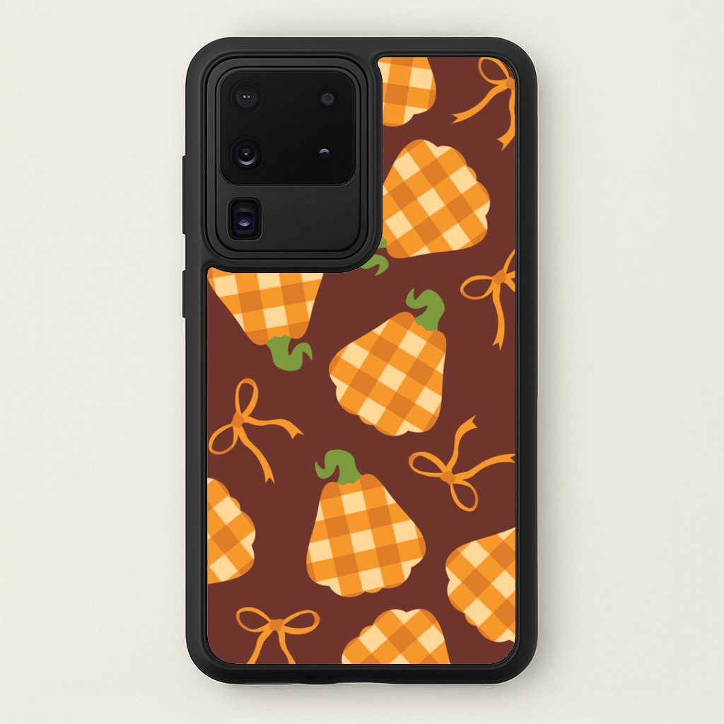 Tartan Pumpkins And Bows Pattern Galaxy S20 Ultra Case