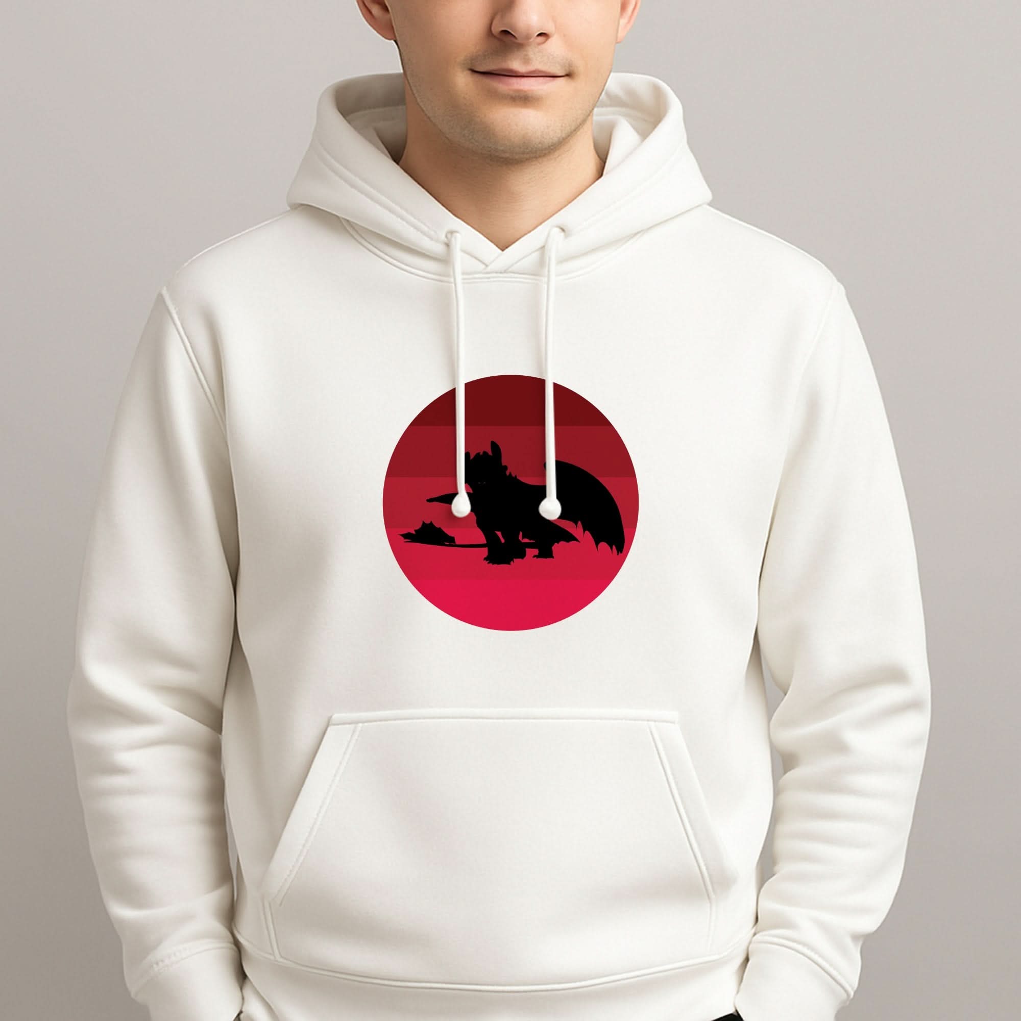 Red Sunset Dragon Mens Hoodie