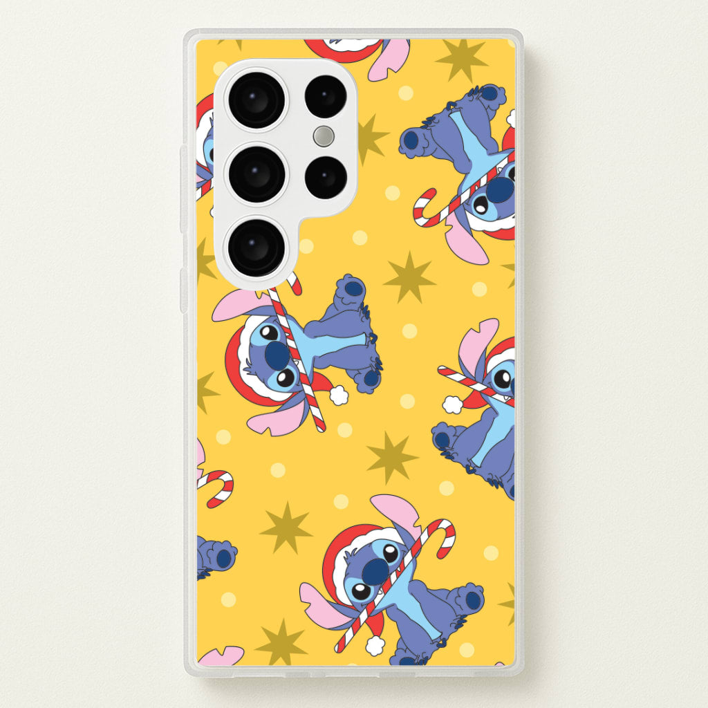 Cute Blue Alien Candycane Christmas Pattern Galaxy S24 Ultra Case