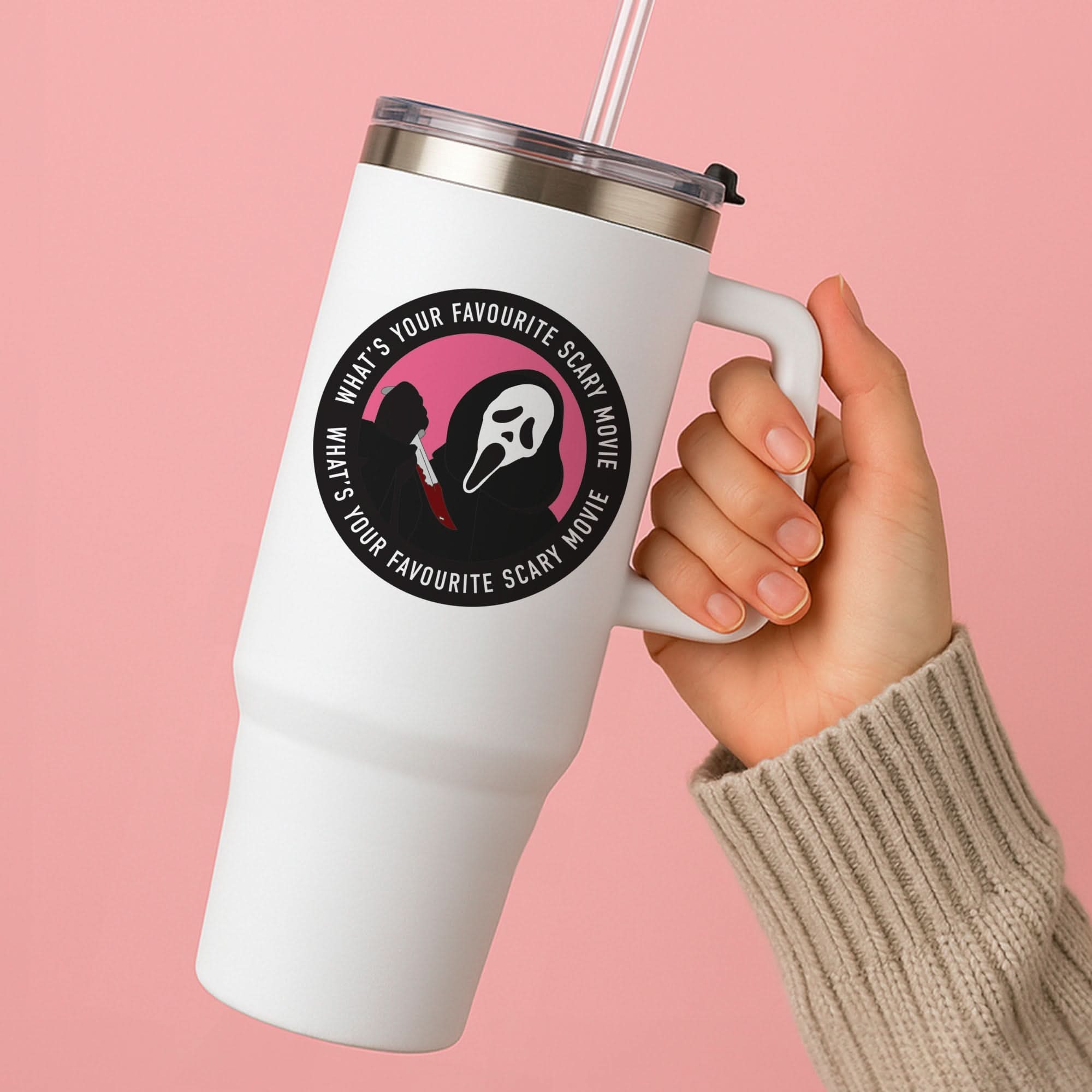 What's Your Favourite Scary Movie Badge Tumbler