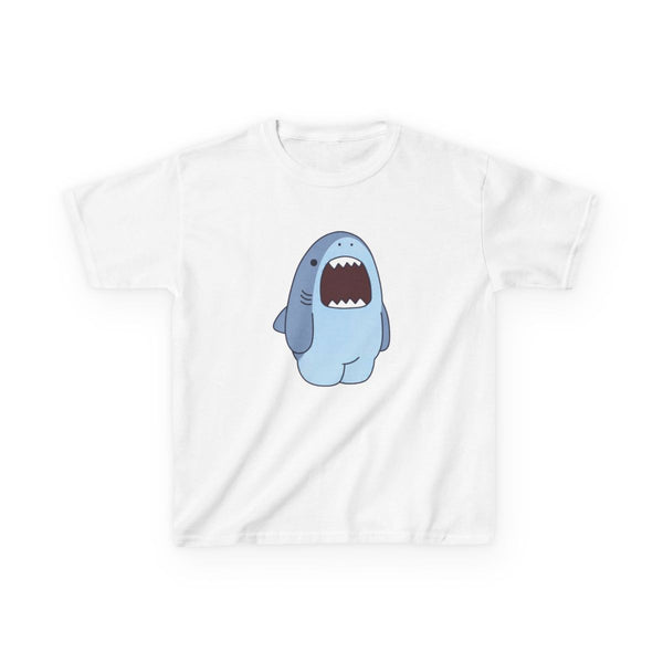 Chubby Shouting Shark Kids T-Shirt White Front