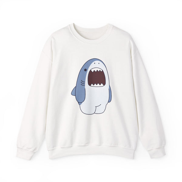 Chubby Shouting Shark Sweatshirt White Front