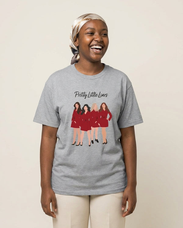 Girls - PLL T-Shirt — Grey Front, worn