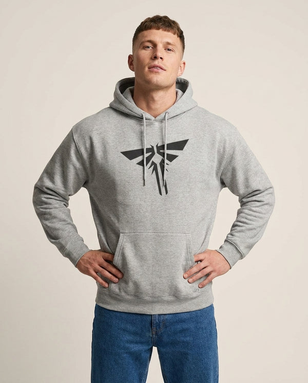 Hoodie — Grey Front, worn