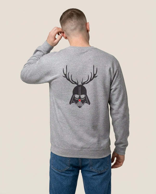 Christmas Darth Vader Sweatshirt — Grey Back, worn