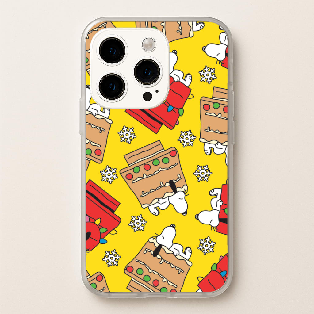 Cartoon Beagle Fairylights And Gingerbead Pattern iPhone 14 Pro Case