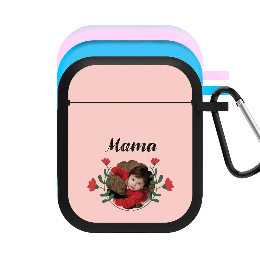 Mama Red Flowers - Personalised Mother's Day AirPods Case