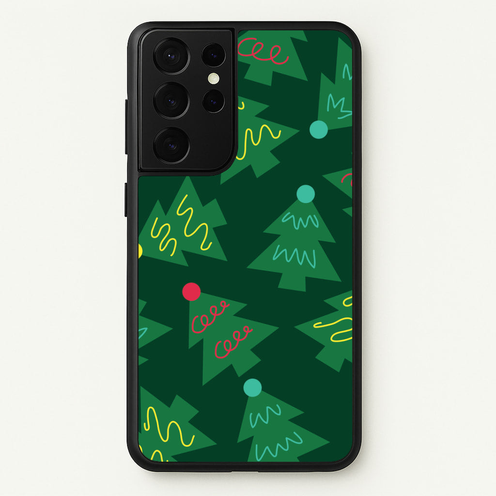 Abstract Christmas Trees Pattern Galaxy S21 Ultra Case