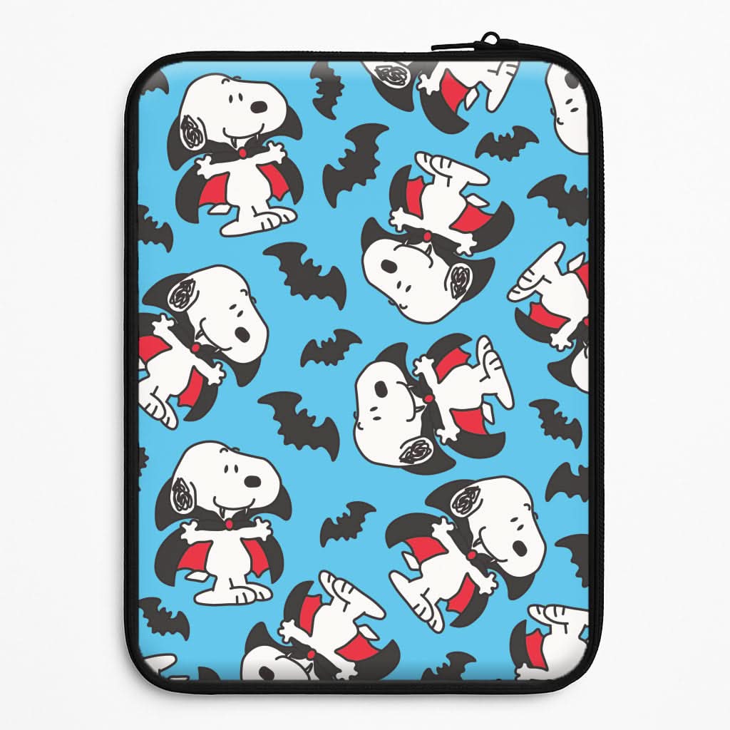 Cartoon Beagle Vampire And Bats Pattern Laptop Sleeve