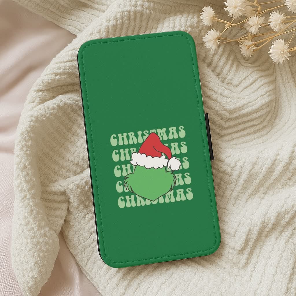 Green Creature Christmas Leather Phone Case