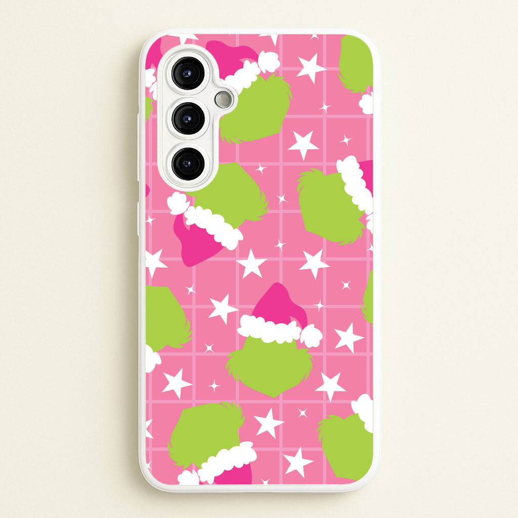 Pink Green Creature Xmas Pattern Galaxy A54 Case