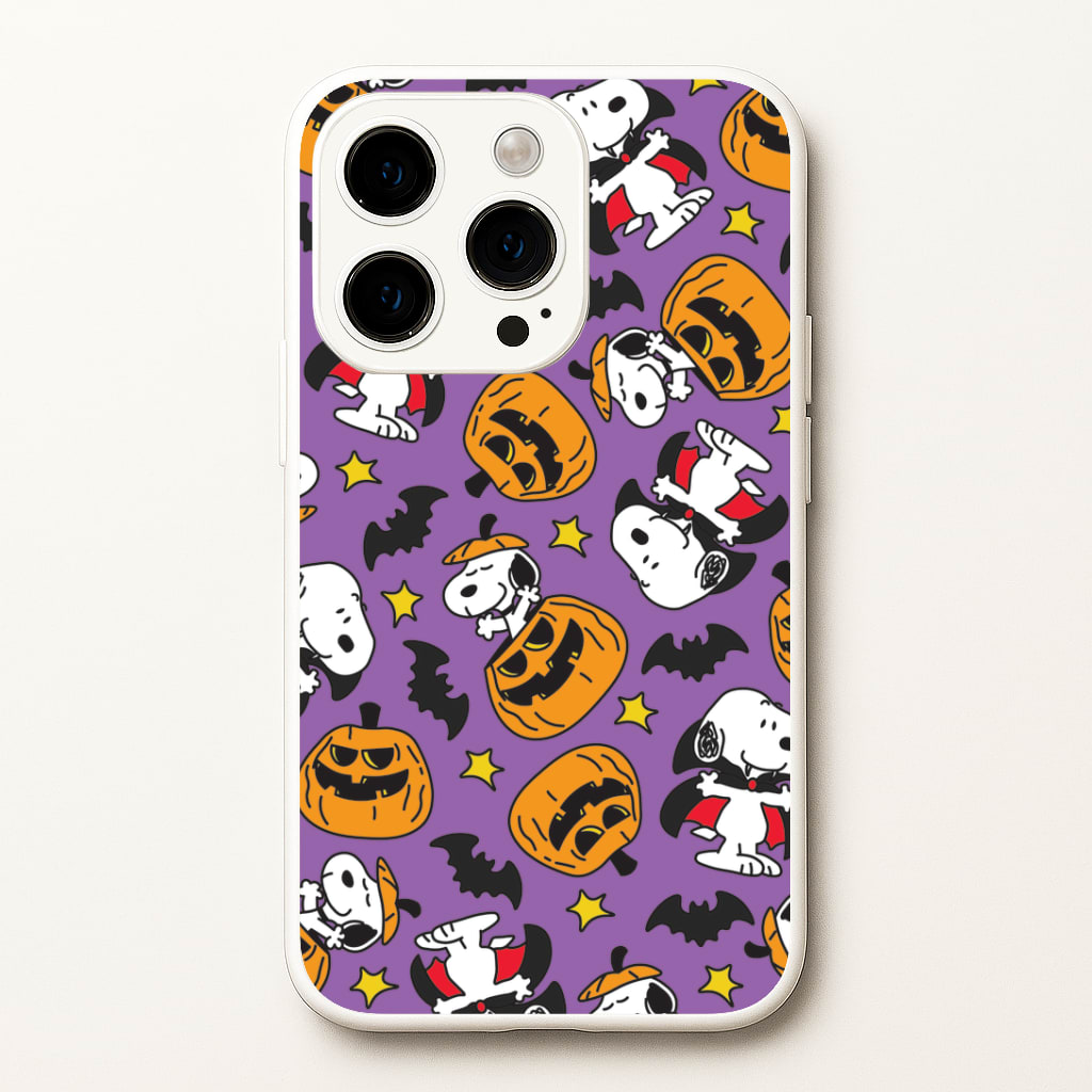 Cartoon Beagle Halloween Pattern iPhone 15 Pro Case