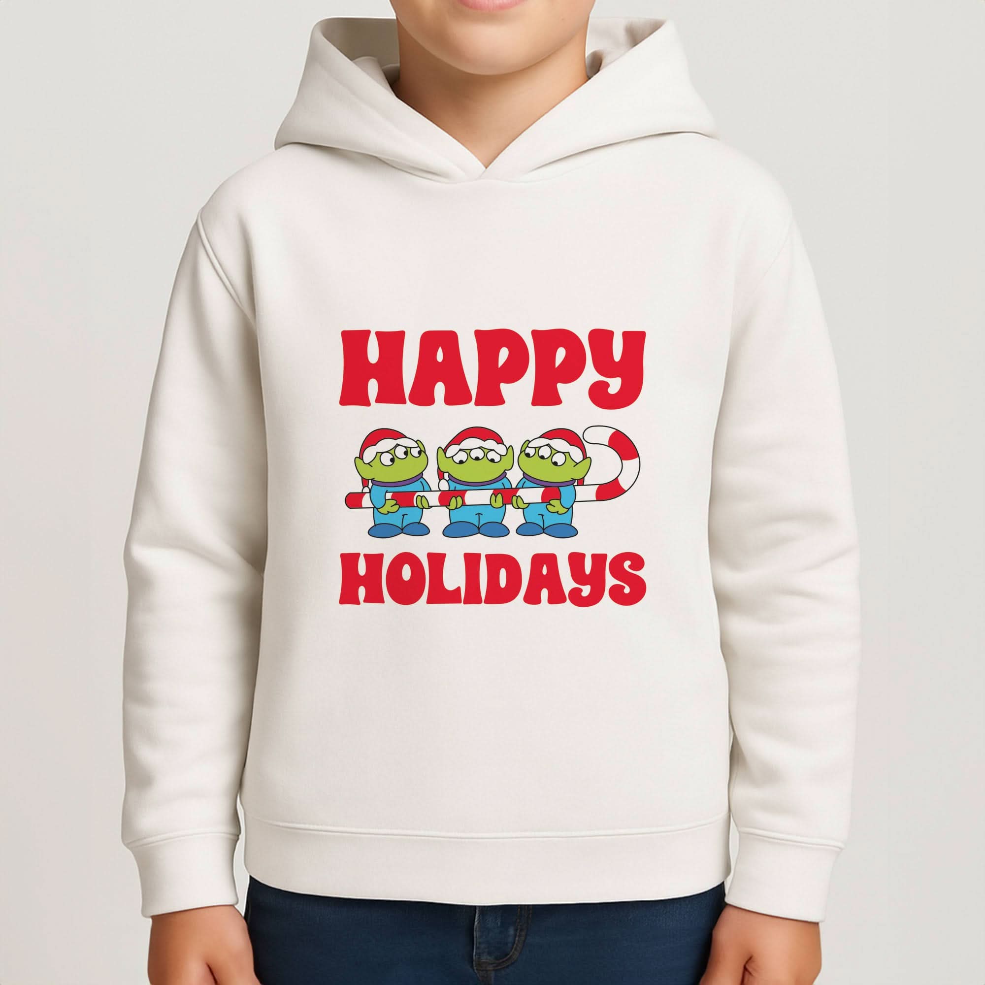 Happy Holidays Cute Green Aliens Boys Hoodie