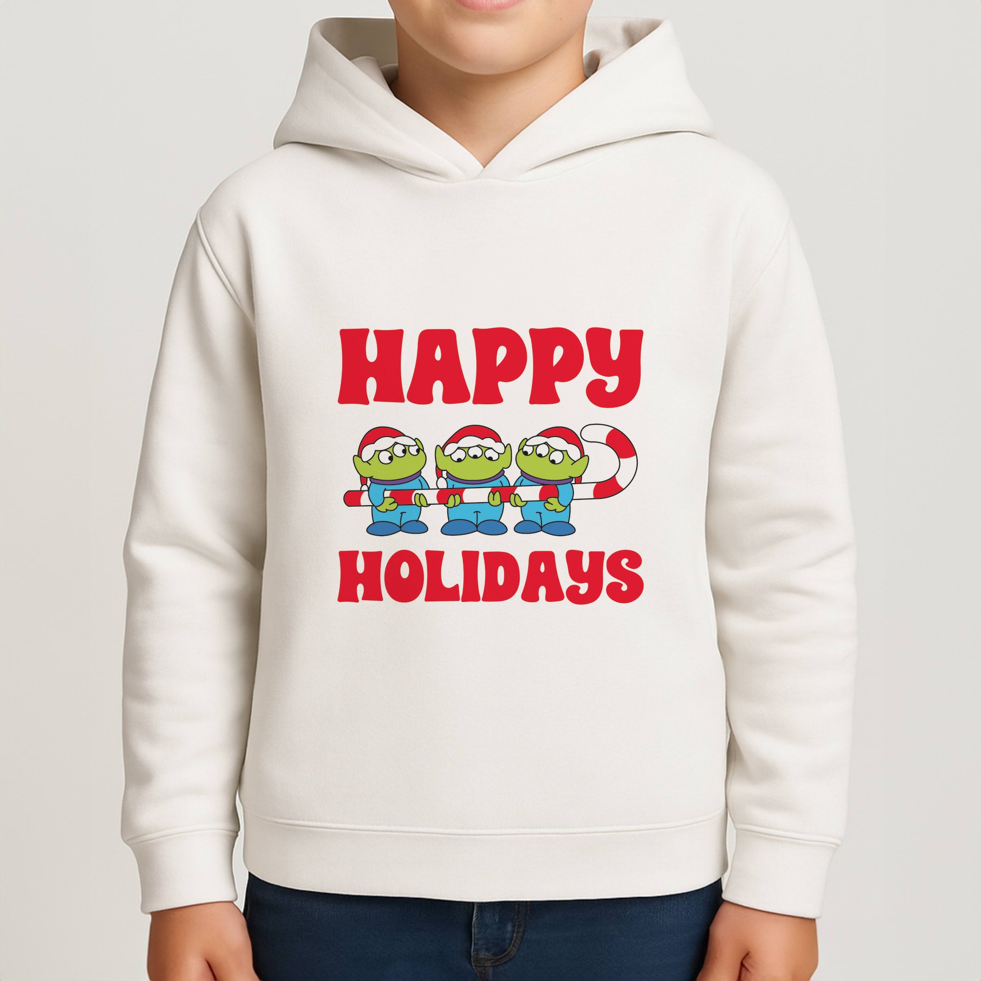 Happy Holidays Cute Green Aliens Boys Hoodie
