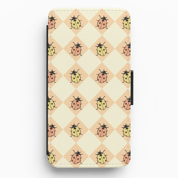 Argyle Ladybugs Pattern Flip / Wallet Phone Case