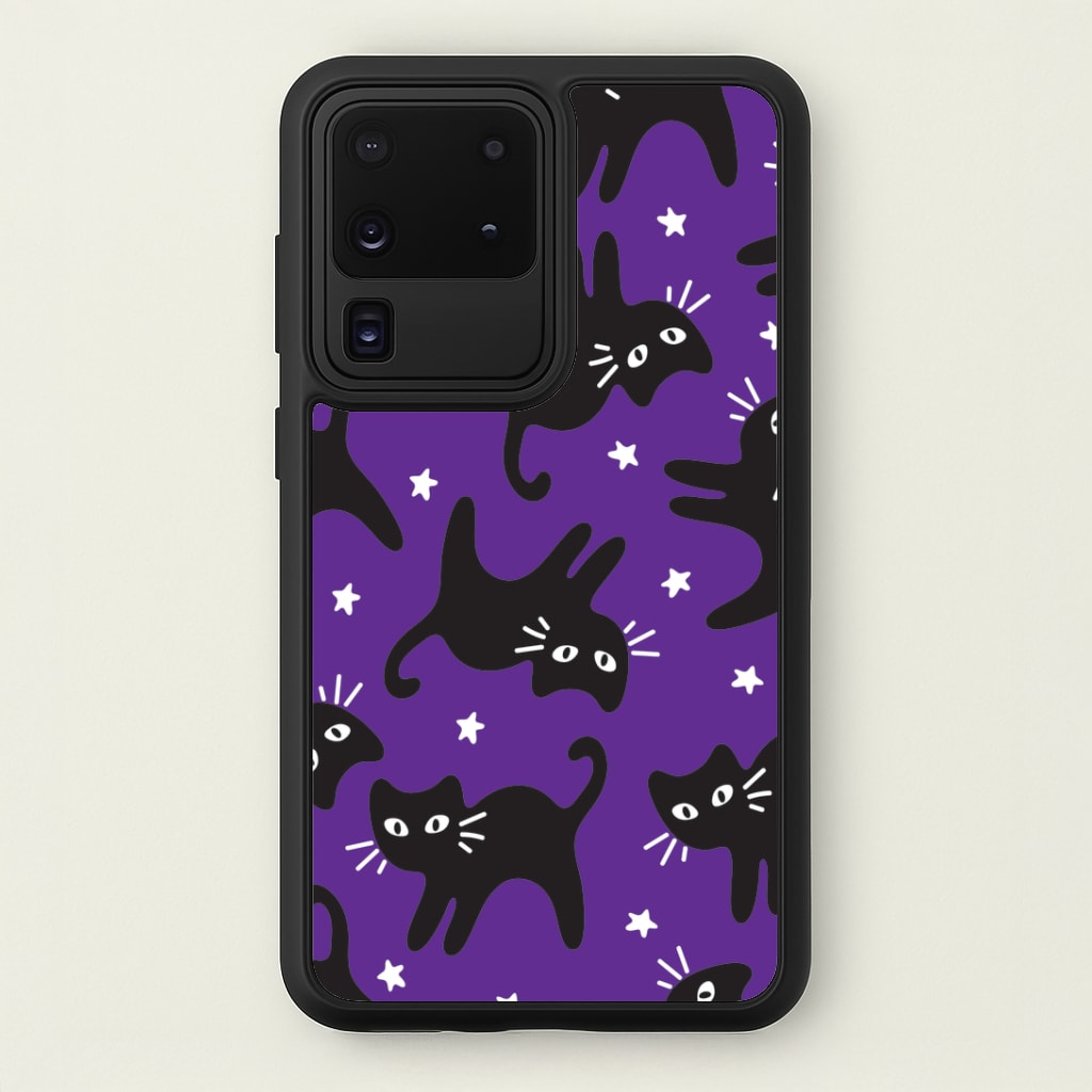 Cartoon Black Cats And Stars Pattern Galaxy S20 Ultra Case