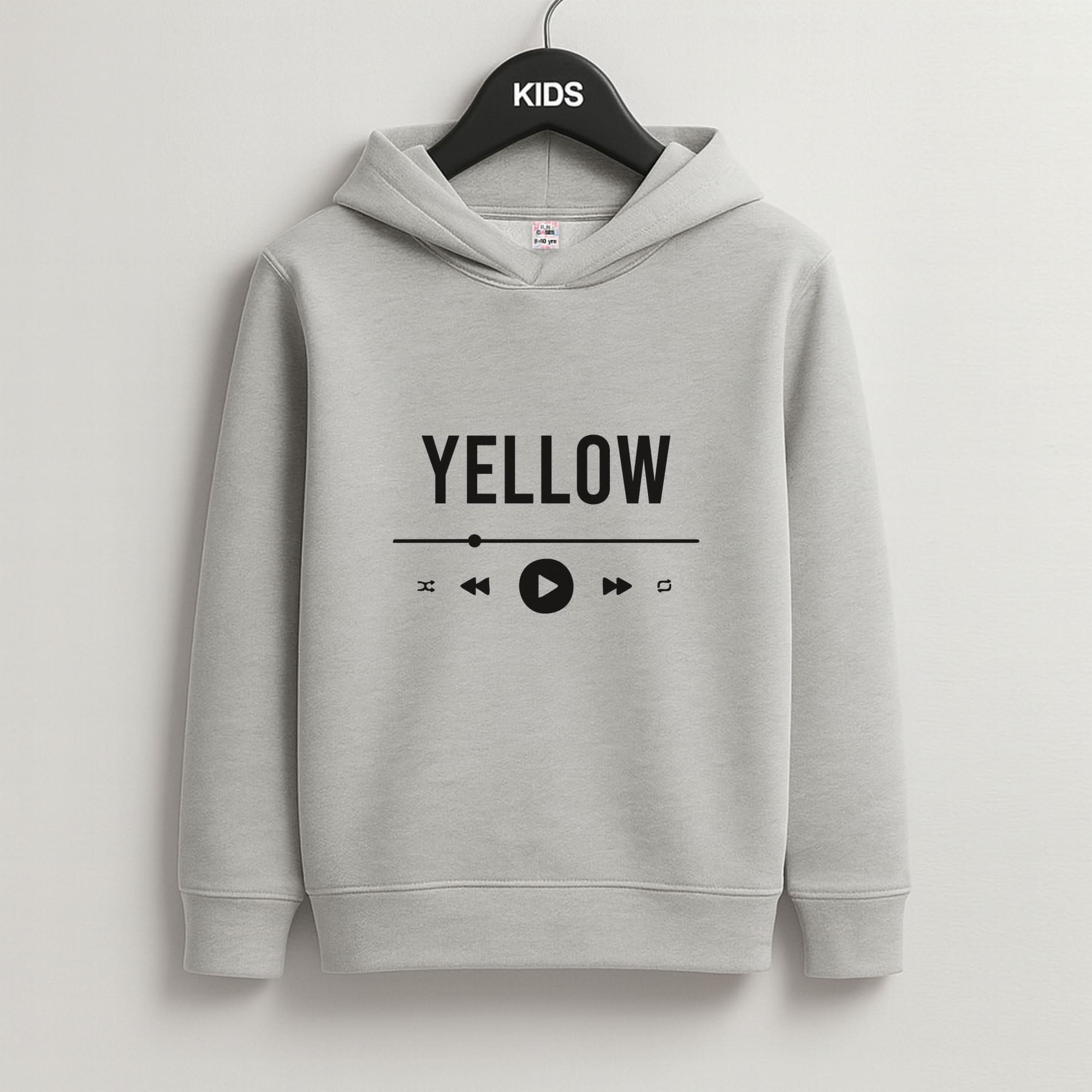 Yellow Music Player Grey Kids Hoodie