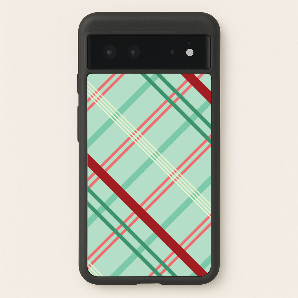 Pastel Tartan Christmas Pattern Google Pixel 6 Case