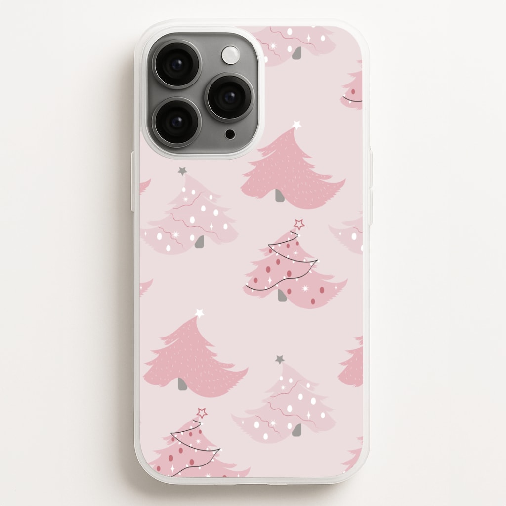 Pink Christmas Tree Pattern Phone Case for iPhone, Samsung Galaxy and Google Pixel