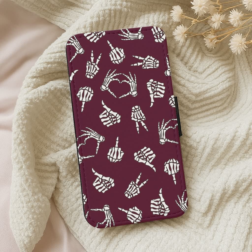 Skeleton Hands Pattern Leather Phone Case