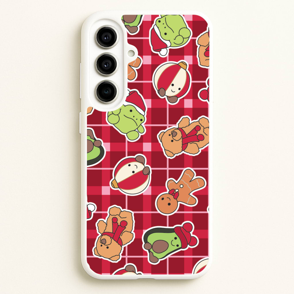 Christmas Plushies Tartan Pattern Galaxy A56 Case