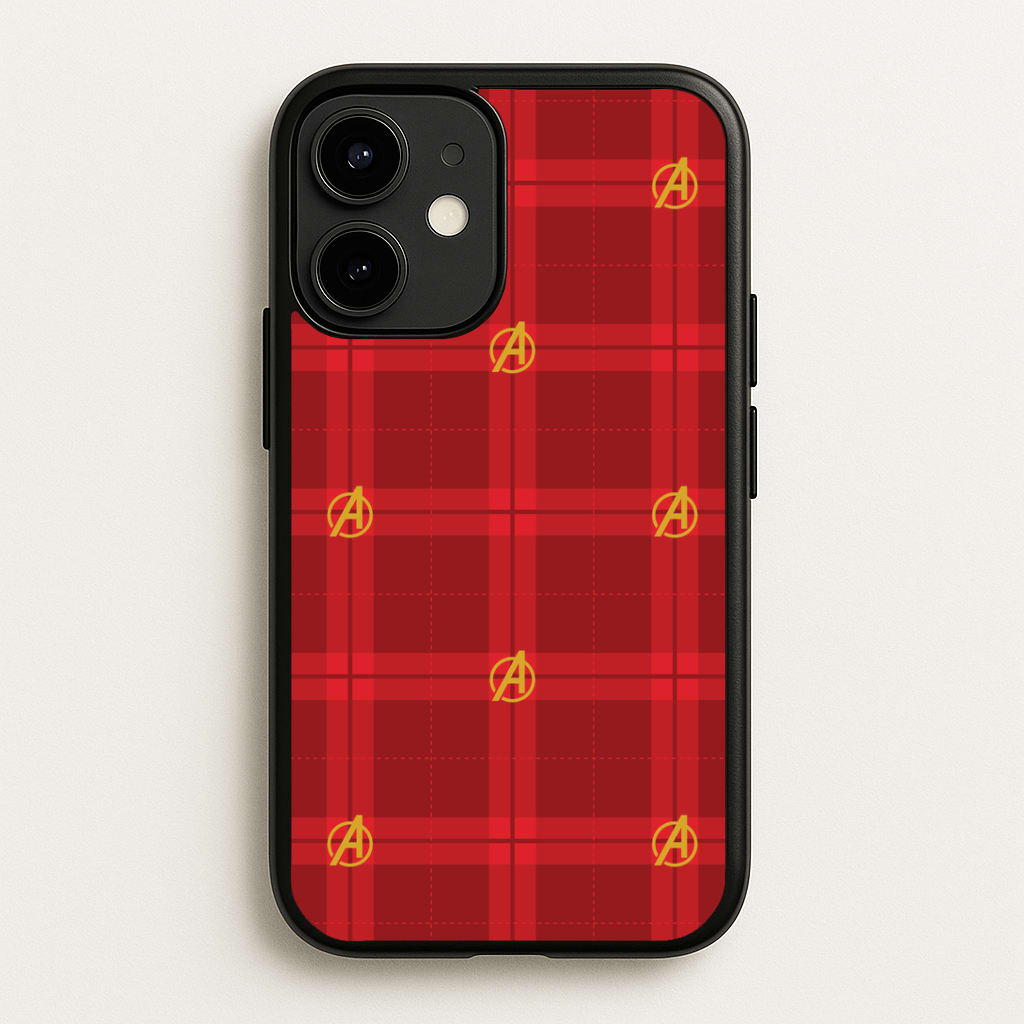 Superhero Team Red Tartan Pattern iPhone 12 Mini Case