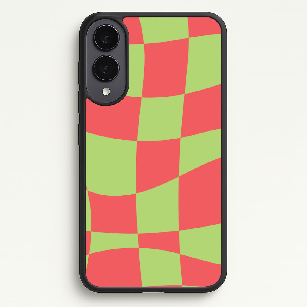 Abstract Red And Green Christmas Pattern Galaxy S25 Edge Case