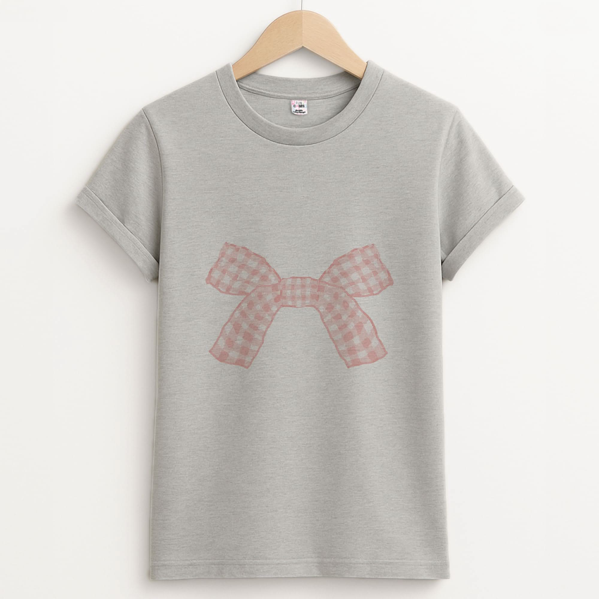 The Gingham Bow Unisex Grey T-Shirt