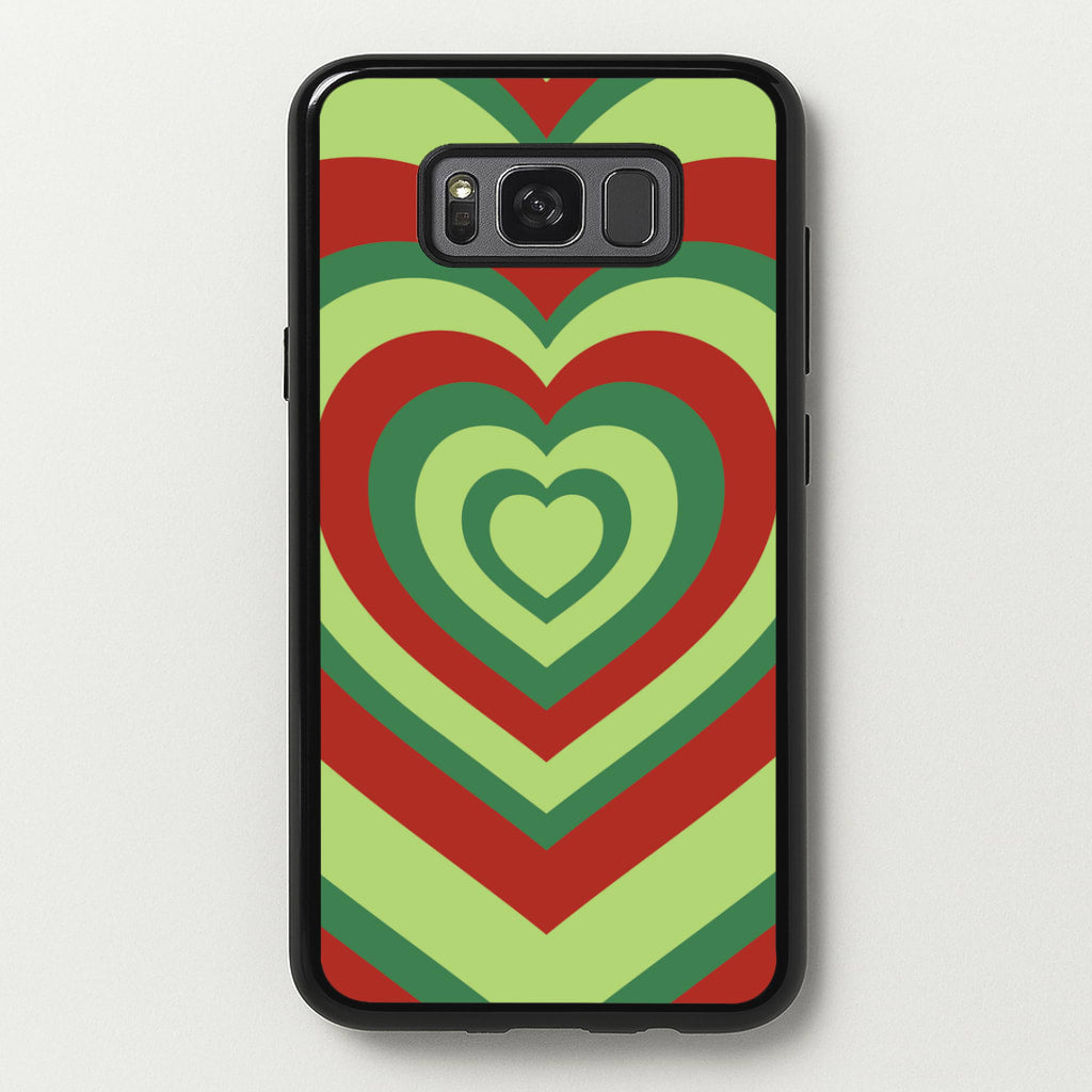 Red And Green Trippy Heart Christmas Pattern Galaxy S8 Case