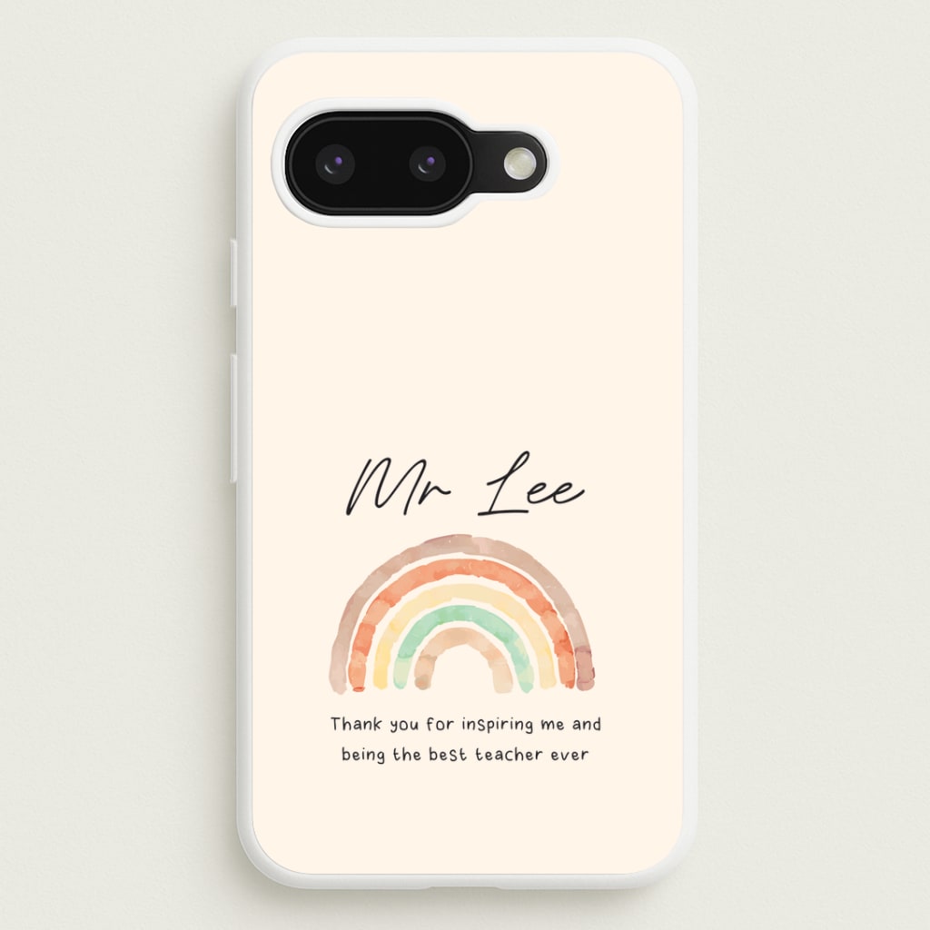 Biege Personalised Teacher Rainbow Google Pixel 9a Case
