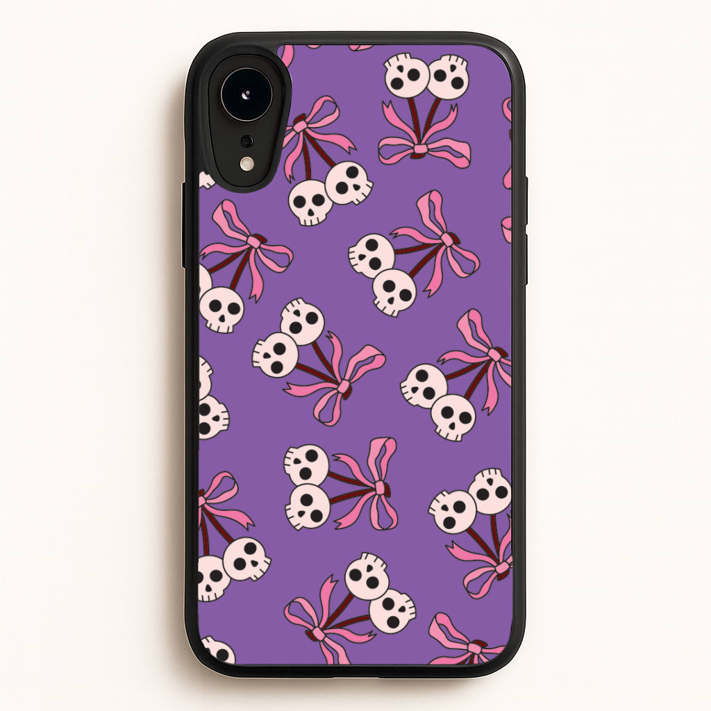Cherry Skulls Pattern iPhone XR Case
